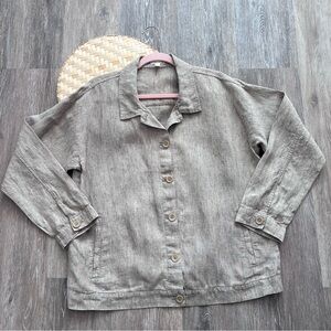 Eileen fisher 100% organic linen button front jacket‎ tan beige